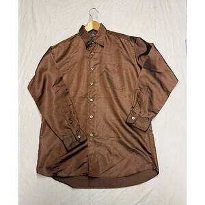 RRL Ralph Lauren Mens button down shirt Nylon Polyester  size small  shine brown